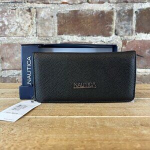 NWB Nautica Slim Clutch Made From Saffiano Black Wallet C61526/S088 Womens OS
